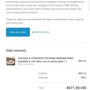 14k white gold turquoise ring